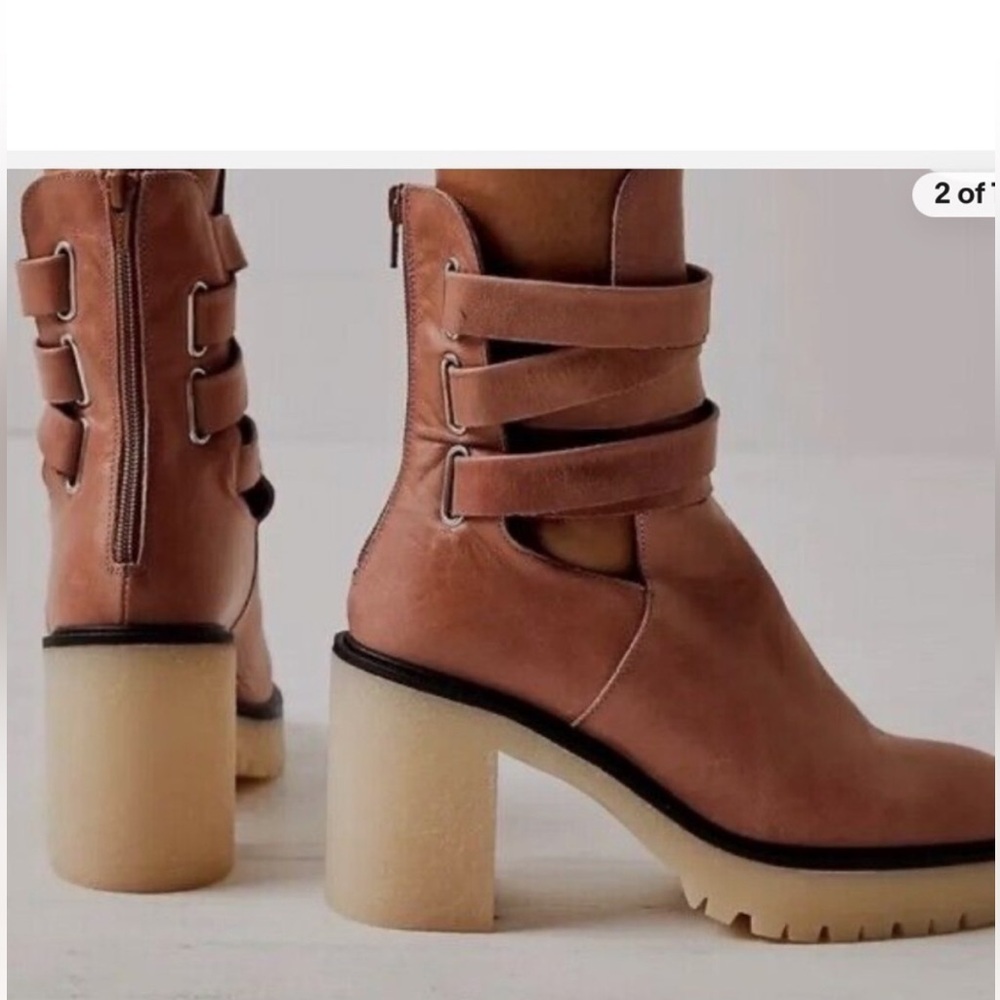 NWT Free People Jesse Cutout Boot Leather Platform Chunky
Heel UK 38 US 7.5 - 8